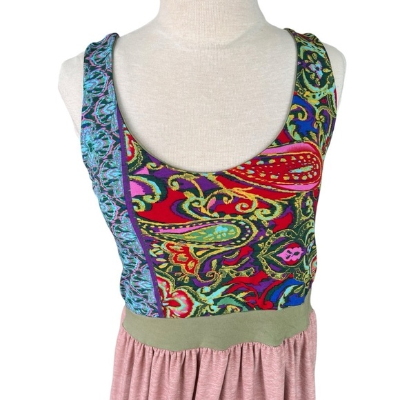 MachineMachine Hawaiian Made Maxi Dress Stretch Jersey Colorful Paisley Kauai - Picture 5 of 11